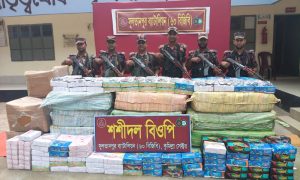 সীমান্তে বিজিবির জোরালো অভিযানে সাড়ে ৩ কোটি টাকার ভারতীয় চোরাচালান পণ্য জ’ব্দ”
